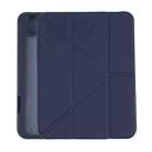 For iPad mini 6 Deformation Transparent Acrylic Horizontal Flip PU Leather Tablet Case with Multi-folding Holder & Sleep / Wake-up Function & Pen Slot(Dark Blue) - 1