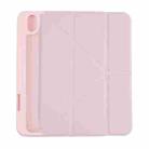 For iPad mini 6 Deformation Transparent Acrylic Horizontal Flip PU Leather Tablet Case with Multi-folding Holder & Sleep / Wake-up Function & Pen Slot(Pink) - 1