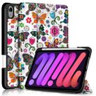 For iPad mini 6 Painted Pattern TPU Horizontal Flip Leather Tablet Case with Three-folding Holder & Pen Slot & Sleep / Wake-up Function(Butterflies) - 1