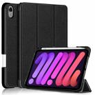 Solid Color TPU Horizontal Flip Leather Tablet Case with Three-folding Holder & Pen Slot & Sleep / Wake-up Function For iPad mini 6(Black) - 1