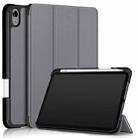 For iPad mini 6 Solid Color TPU Horizontal Flip Leather Tablet Case with Three-folding Holder & Pen Slot & Sleep / Wake-up Function(Grey) - 1