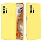 For Xiaomi 11T 5G Solid Color Liquid Silicone Dropproof Full Coverage Protective Case(Yellow) - 1
