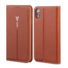 For iPhone XS / X GEBEI PU+TPU Horizontal Flip Protective Case with Holder & Card Slots(Brown) - 1