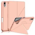 For iPad mini 6 Cloth Texture Multi-folding Horizontal Flip PU Leather Shockproof Tablet Case with Holder & Sleep / Wake-up Function & Pen Slot(Rose Gold) - 1