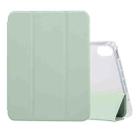 For iPad mini 6 3-folding Electric Pressed Skin Texture Horizontal Flip Shockproof Transparent TPU + PU Leather Tablet Case with Holder& Pen Slot & Sleep / Wake-up Function(Green) - 1