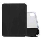 For iPad mini 6 3-folding Electric Pressed Skin Texture Horizontal Flip Shockproof Transparent TPU + PU Leather Tablet Case with Holder& Pen Slot & Sleep / Wake-up Function(Black) - 1