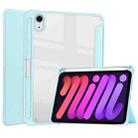 For iPad mini 6 Three-folding Acrylic TPU + PU Leather Horizontal Flip Tablet Case with Holder & Pen Slot & Sleep / Wake-up Function(Sky Cloud Blue) - 1
