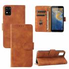 For ZTE Blade A31 Solid Color Skin Feel Magnetic Buckle Horizontal Flip Calf Texture PU Leather Case with Holder & Card Slots & Wallet(Brown) - 1