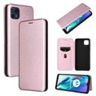 For Motorola Moto G50 5G Carbon Fiber Texture Horizontal Flip TPU + PC + PU Leather Case with Card Slot(Pink) - 1