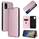 For ZTE Blade A31 Carbon Fiber Texture Horizontal Flip TPU + PC + PU Leather Case with Card Slot(Pink) - 1