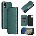 For ZTE Blade A31 Carbon Fiber Texture Horizontal Flip TPU + PC + PU Leather Case with Card Slot(Green) - 1