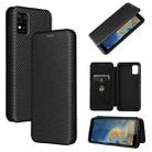 For ZTE Blade A31 Carbon Fiber Texture Horizontal Flip TPU + PC + PU Leather Case with Card Slot(Black) - 1