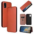 For ZTE Blade A31 Carbon Fiber Texture Horizontal Flip TPU + PC + PU Leather Case with Card Slot(Brown) - 1