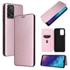 For ZTE Blade V30 Vita Carbon Fiber Texture Horizontal Flip TPU + PC + PU Leather Case with Card Slot(Pink) - 1