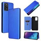 For ZTE Blade V30 Vita Carbon Fiber Texture Horizontal Flip TPU + PC + PU Leather Case with Card Slot(Blue) - 1