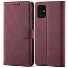 For Samsung Galaxy A41 Frosted Anti-theft Brush Horizontal Flip Leather Case with Holder & Card Slots & Wallet(Wine Red) - 1
