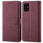 For Samsung Galaxy A91 Frosted Anti-theft Brush Horizontal Flip Leather Case with Holder & Card Slots & Wallet(Wine Red) - 1