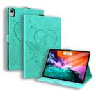 For iPad mini 6 Love Butterfly Pattern Horizontal Flip Leather Tablet Case with Holder(Mint Green) - 1