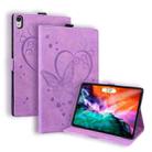 For iPad mini 6 Love Butterfly Pattern Horizontal Flip Leather Tablet Case with Holder(Purple) - 1