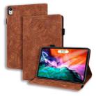For iPad mini 6 Calf Pattern Double Folding Design Embossed Leather Tablet Case with Holder & Card Slots & Pen Slot & Elastic Band(Brown) - 1
