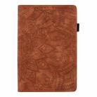 For iPad mini 6 Calf Pattern Double Folding Design Embossed Leather Tablet Case with Holder & Card Slots & Pen Slot & Elastic Band(Brown) - 2