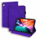 For iPad mini 6 Calf Pattern Double Folding Design Embossed Leather Tablet Case with Holder & Card Slots & Pen Slot & Elastic Band(Purple) - 1