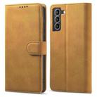 For Samsung Galaxy S21+ 5G Frosted Anti-theft Brush Horizontal Flip Leather Case with Holder & Card Slots & Wallet(Yellow) - 1