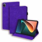 For Xiaomi Mi Pad 5 / 5 Pro Calf Pattern Double Folding Design Embossed Leather Case with Holder & Card Slots & Pen Slot & Elastic Band(Purple) - 1