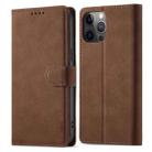 For iPhone 13 Frosted Anti-theft Brush Horizontal Flip Leather Case with Holder & Card Slots & Wallet(Coffee) - 1