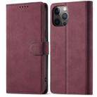 For iPhone 12 Pro Max Frosted Anti-theft Brush Horizontal Flip Leather Case with Holder & Card Slots & Wallet(Wine Red) - 1