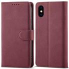 For iPhone X / XS Frosted Anti-theft Brush Horizontal Flip Leather Case with Holder & Card Slots & Wallet(Wine Red) - 1