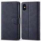 For iPhone X / XS Frosted Anti-theft Brush Horizontal Flip Leather Case with Holder & Card Slots & Wallet(Dark Blue) - 1