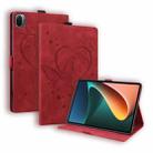 For Xiaomi Pad 5 / Pad 5 Pro Love Butterfly Pattern Horizontal Flip Leather Case with Holder & Sleep / Wake-up Function(Red) - 1