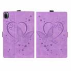 For Xiaomi Pad 5 / Pad 5 Pro Love Butterfly Pattern Horizontal Flip Leather Case with Holder & Sleep / Wake-up Function(Purple) - 2