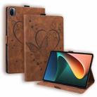 For Xiaomi Pad 5 / Pad 5 Pro Love Butterfly Pattern Horizontal Flip Leather Case with Holder & Sleep / Wake-up Function(Brown) - 1