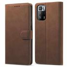 For Xiaomi Redmi Note 10 Frosted Anti-theft Brush Horizontal Flip Leather Case with Holder & Card Slots & Wallet(Coffee) - 1