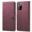 For Xiaomi Redmi Note 10 Frosted Anti-theft Brush Horizontal Flip Leather Case with Holder & Card Slots & Wallet(Wine Red) - 1