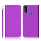 For Galaxy M30s Imitated Mirror Surface Horizontal Flip Leather Case with Holder & Card Slots & Wallet & Lanyard(Purple) - 1