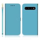 For Galaxy S10+ Imitated Mirror Surface Horizontal Flip Leather Case with Holder & Card Slots & Wallet & Lanyard(Blue) - 1