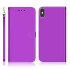 For iPhone XS Max Imitated Mirror Surface Horizontal Flip Leather Case with Holder & Card Slots & Wallet & Lanyard(Purple) - 1