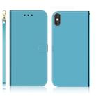 For iPhone X / XS Imitated Mirror Surface Horizontal Flip Leather Case with Holder & Card Slots & Wallet & Lanyard(Blue) - 1