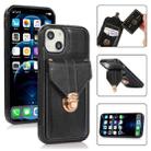 For iPhone 13 Pro Max Fashion Buckle Protective Case with Holder & Card Slot & Wallet & Lanyard (Black) - 1