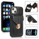 For iPhone 13 Pro Fashion Buckle Protective Case with Holder & Card Slot & Wallet & Lanyard (Black) - 1