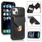 For iPhone 13 mini Fashion Buckle Protective Case with Holder & Card Slot & Wallet & Lanyard (Black) - 1