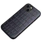 Crocodile Texture Top Layer Cowhide Leather Back Cover Shockproof Case For iPhone 13(Black) - 1