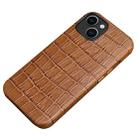 Crocodile Texture Top Layer Cowhide Leather Back Cover Shockproof Case For iPhone 13(Brown) - 1