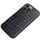 Crocodile Texture Top Layer Cowhide Leather Back Cover Shockproof Case For iPhone 13 Pro(Black) - 1