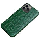 Crocodile Texture Top Layer Cowhide Leather Back Cover Shockproof Case For iPhone 13 Pro Max(Green) - 1