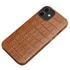 Crocodile Texture Top Layer Cowhide Leather Back Cover Shockproof Case For iPhone 12 / 12 Pro(Brown) - 1