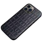 Crocodile Texture Top Layer Cowhide Leather Back Cover Shockproof Case For iPhone 12 Pro Max(Black) - 1
